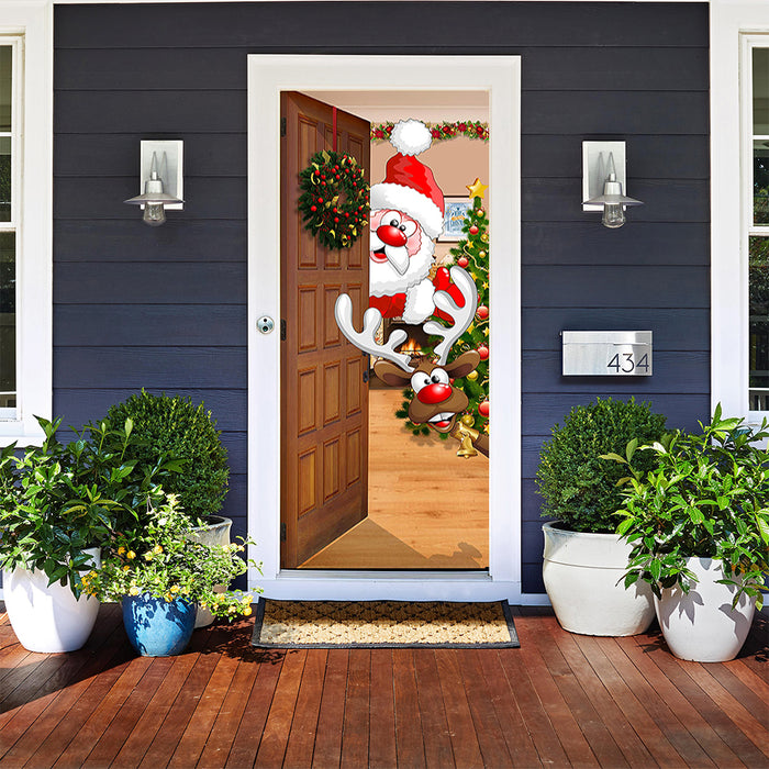 DoorFoto Door Cover Santa Door Decor